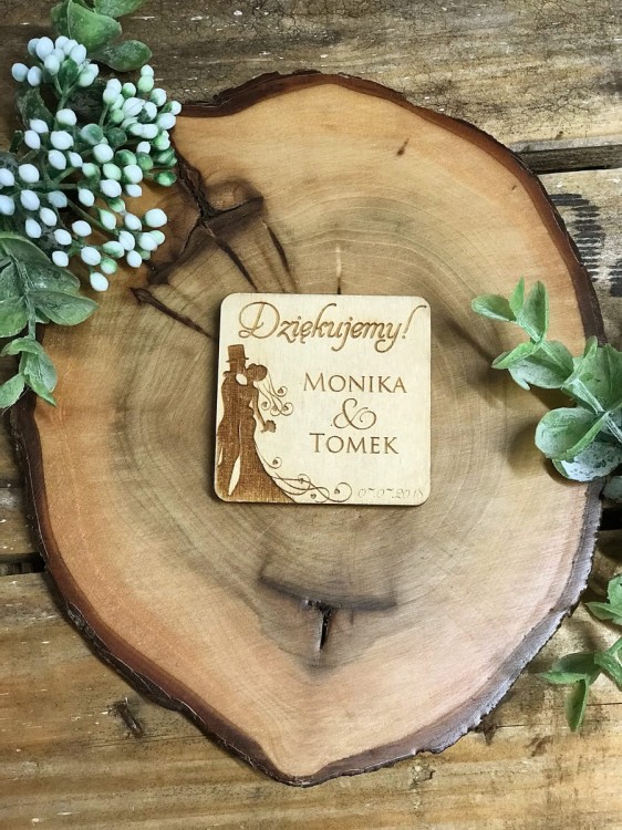 Magnes drewniany - podziękowanie dla gości , para 1
