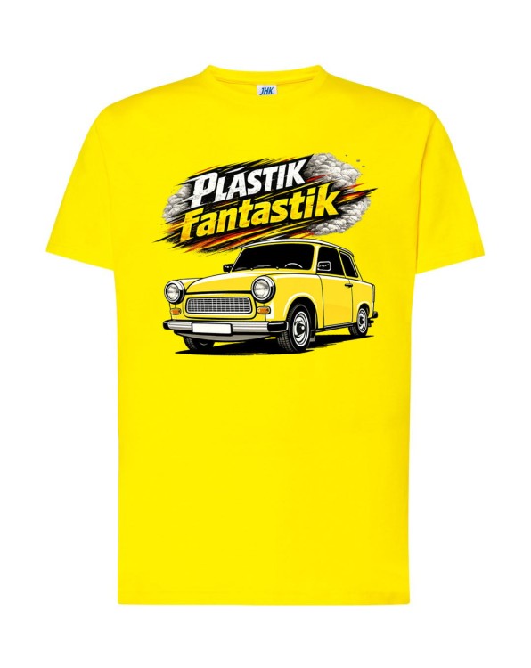Trabant. Plastik fantastik! | żółta koszulka t-shirt z nadrukiem | PRL | Print Majster