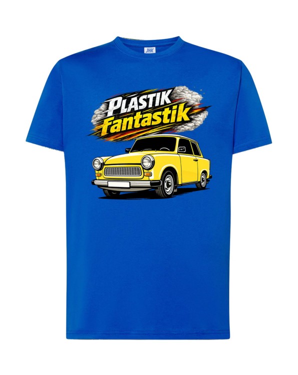 Trabant. Plastik fantastik! | Niebieska koszulka t-shirt z nadrukiem | PRL | Print Majster