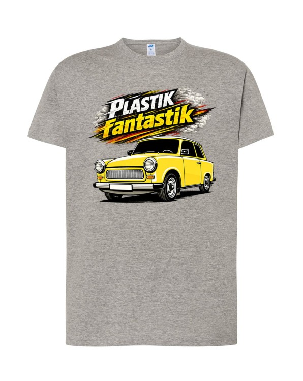 Trabant. Plastik fantastik! | Popielata koszulka t-shirt z nadrukiem | PRL | Print Majster