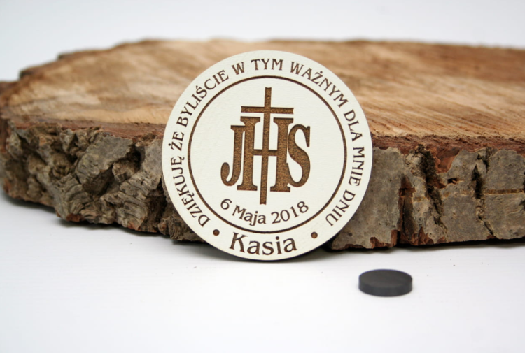 Magnes drewniany | podziękowanie dla gości | Pierwsza Komunia | Print Majster