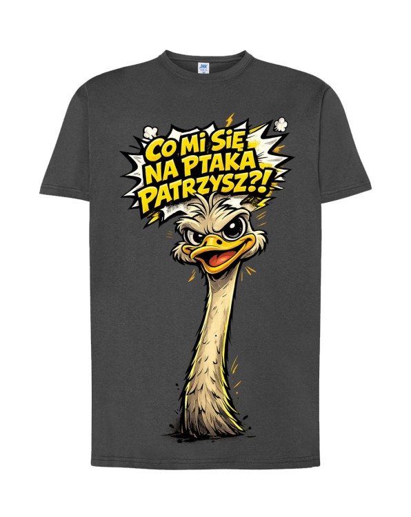 Co mi się na ptaka patrzysz? | szara koszulka t-shirt z nadrukiem | Print Majster