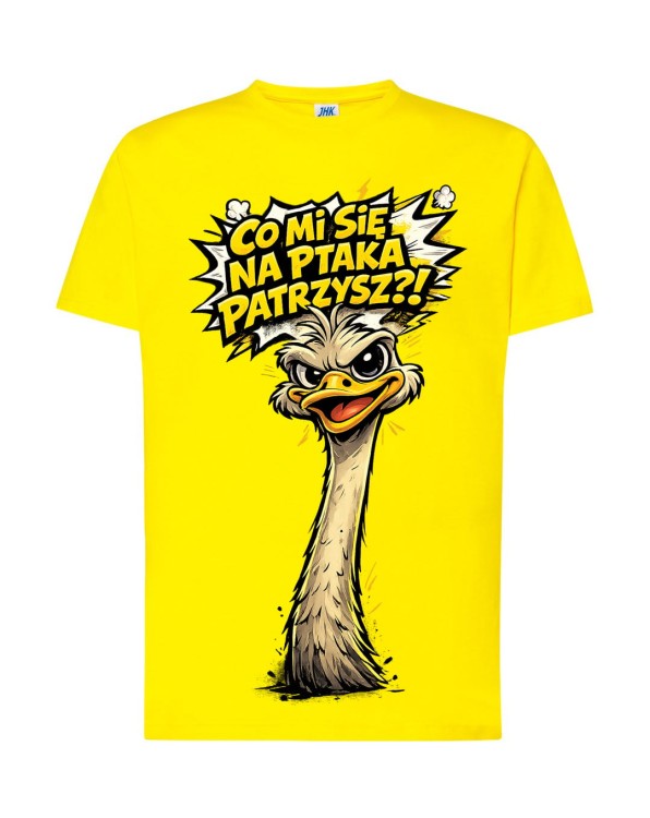 Co mi się na ptaka patrzysz? | żółta koszulka t-shirt z nadrukiem | Print Majster