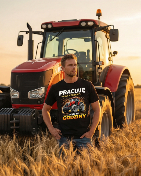 Pracuję na hektary! Nie na godziny! | koszulka t-shirt z nadrukiem | Zawodowo | Print Majster