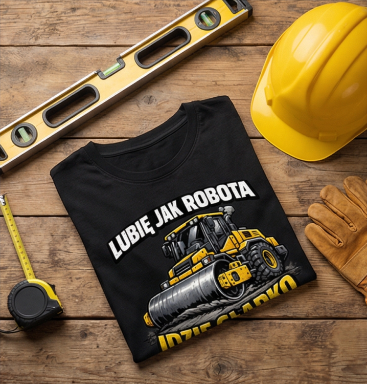 Lubię jak robota idzie gładko! Walec drogowy. | koszulka t-shirt z nadrukiem | Zawodowo | Print Majster