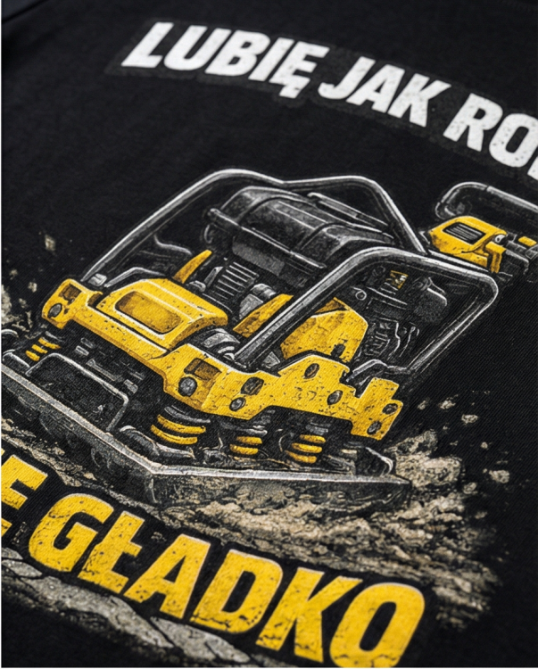 Lubię jak robota idzie gładko! Zagęszczarka. | koszulka t-shirt z nadrukiem | Zawodowo | Print Majster