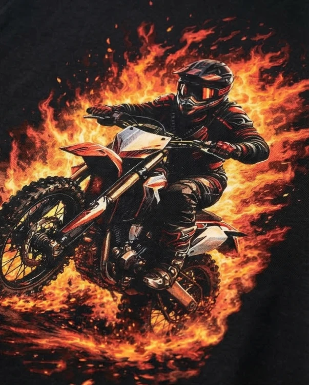 Cross w płomieniach | koszulka t-shirt z nadrukiem | Print Majster