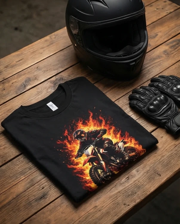 Cross w płomieniach | koszulka t-shirt z nadrukiem | Print Majster
