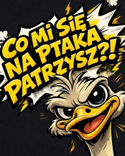 Co mi się na ptaka patrzysz? | czarna koszulka t-shirt z nadrukiem | Print Majster