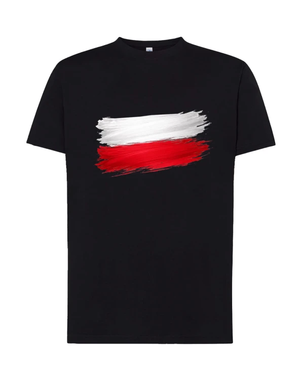 Koszulka patriotyczna z flagą Polski czarna - biało-czerwony nadruk | Print Majster