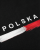 Koszulka patriotyczna czarna - biało-czerwona pozioma flaga z napisem POLSKA | Print Majster
