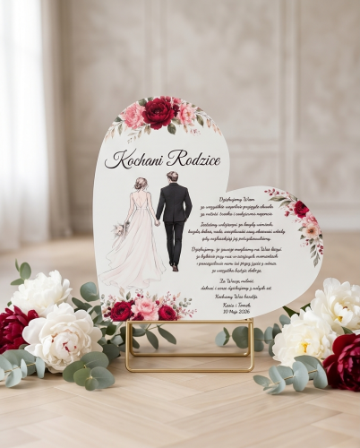 Personalizowane Podziękowanie dla Rodziców Serce ślubne z nadrukiem UV | Print Majster
