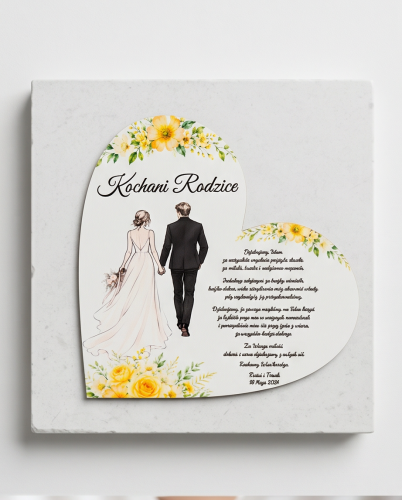 Personalizowane Podziękowanie dla Rodziców Serce ślubne z nadrukiem UV | Print Majster